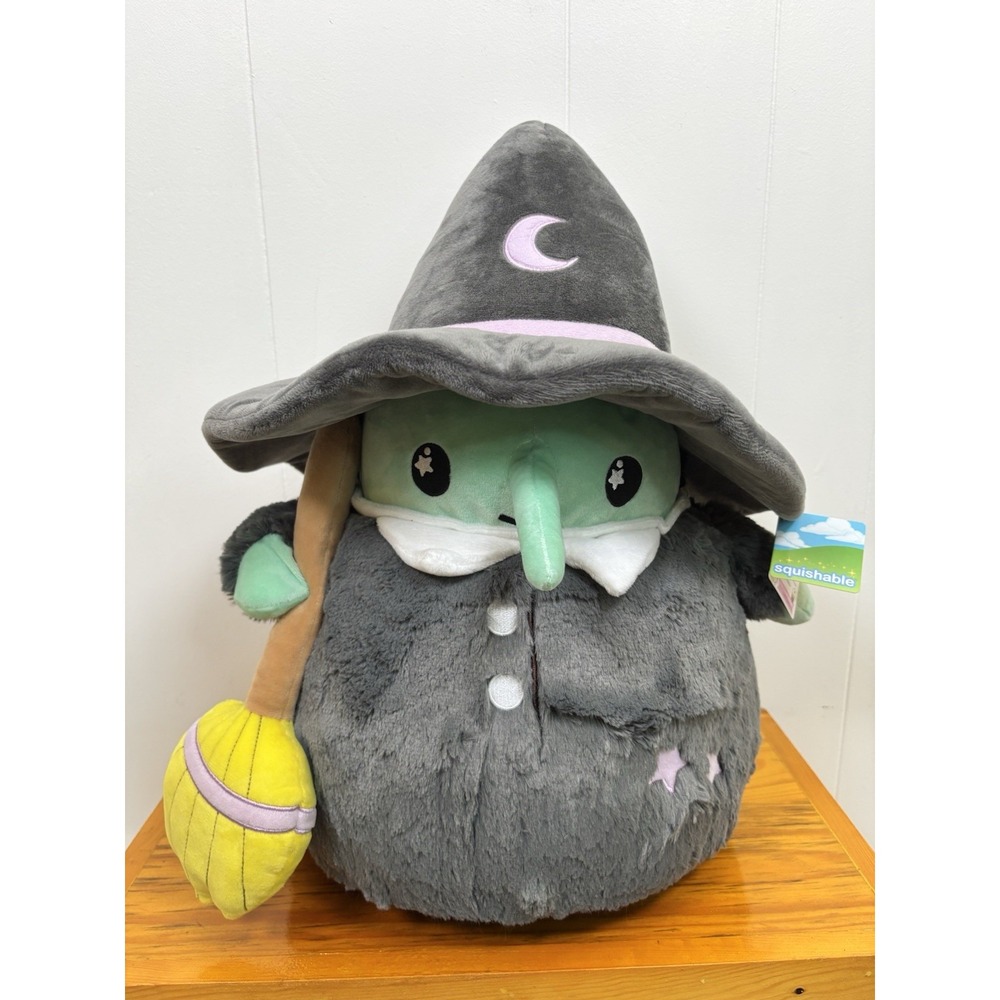 Squishable Jumbo Witchβ in Hat Plush Green Gray - NWT
